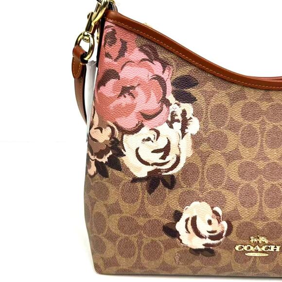 Coach Laurel Shoulder Bag In Signature Canvas Rose Print In Gold/Tan CY729 - Picture 5 of 16